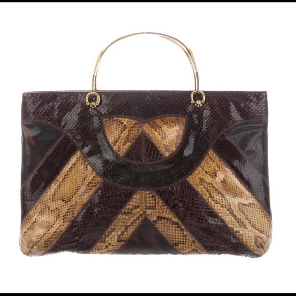 Vintage Varon Python Brass Handle Bag - Picture 2 of 5